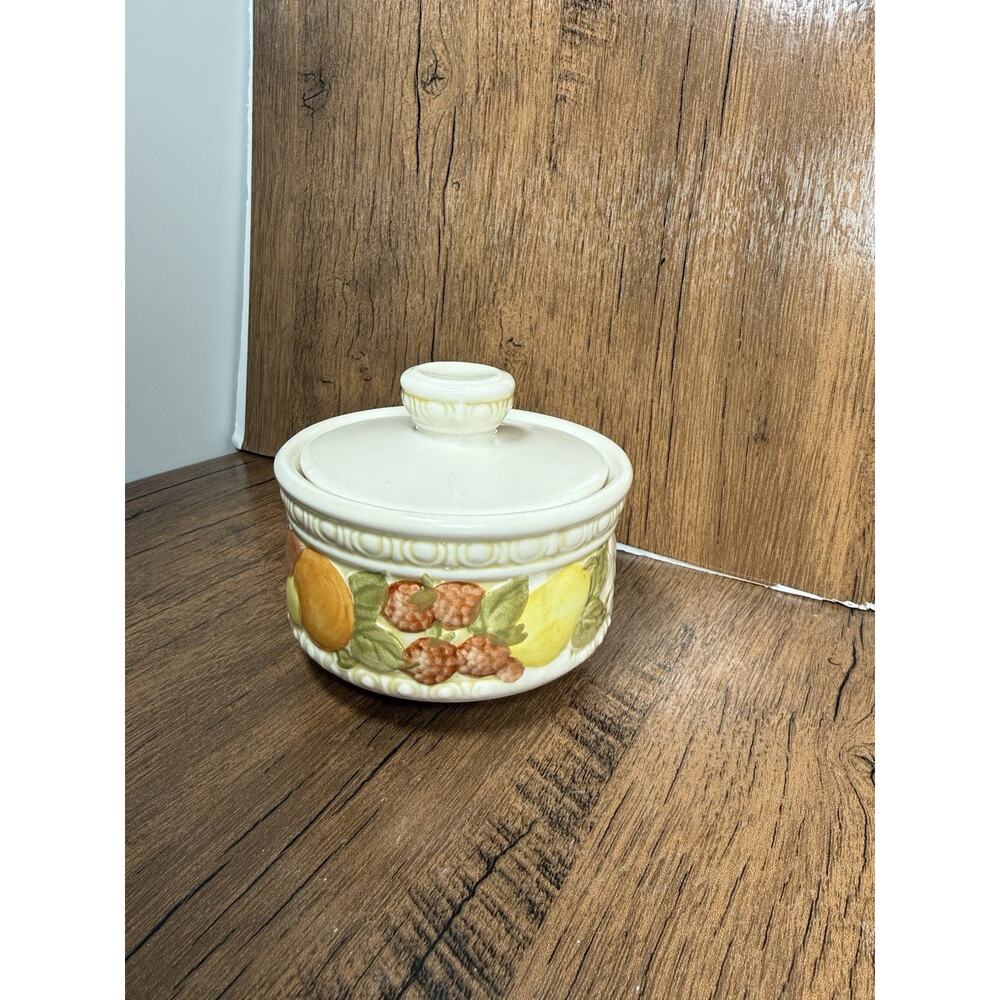 Vtg Mcm Vernon Ware by Metlox Della Robbia Sugar Bowl